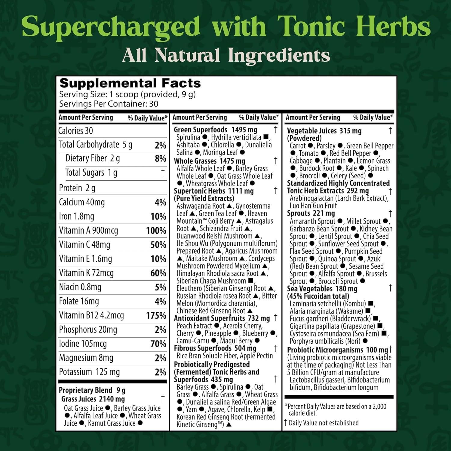 Dragon Herbs Tonic Alchemy Superfood Greens Powder with 91 Ingredients: Tonic Herbs