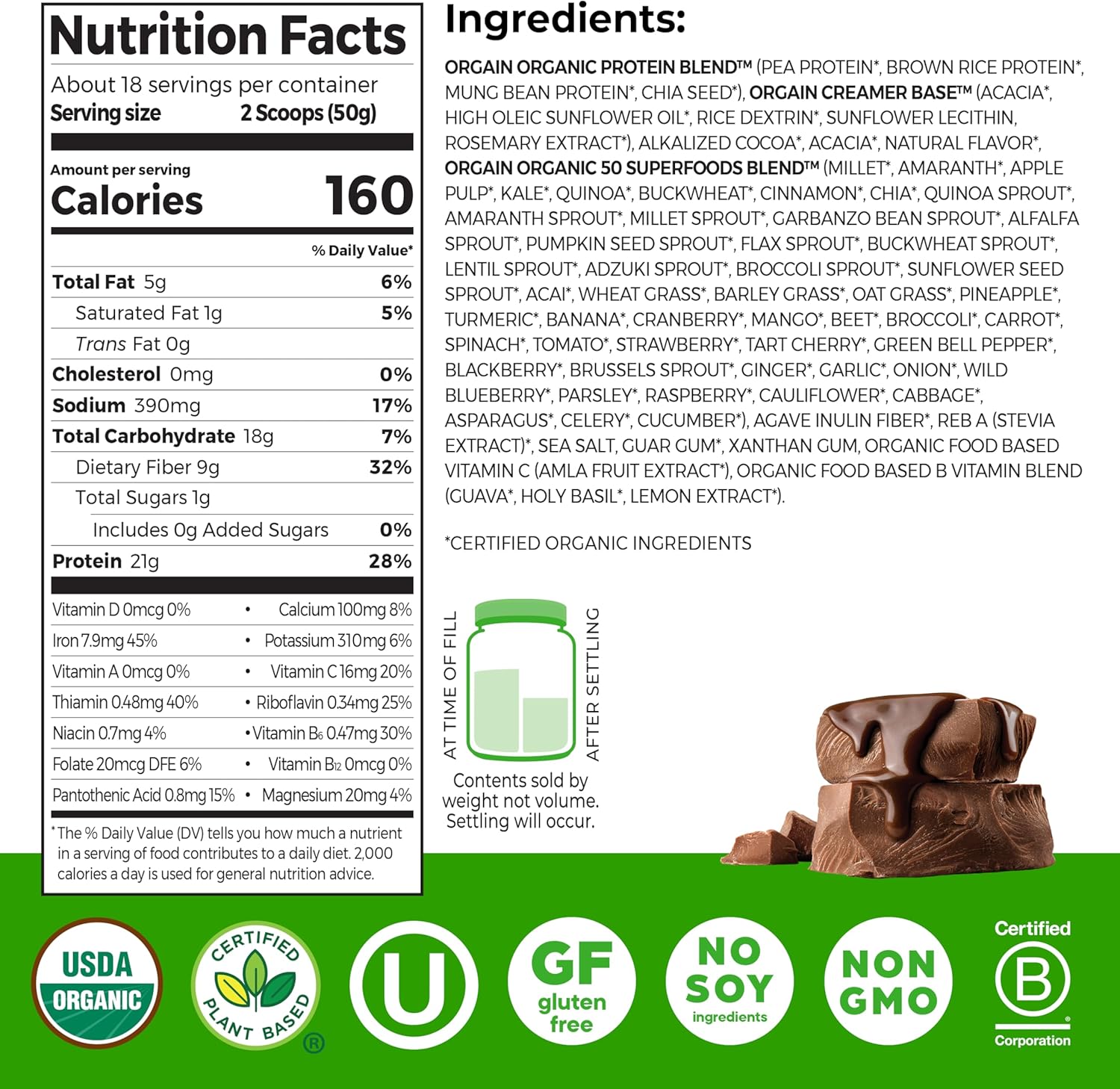Orgain Organic Vegan Protein + 50 Superfoods Powder